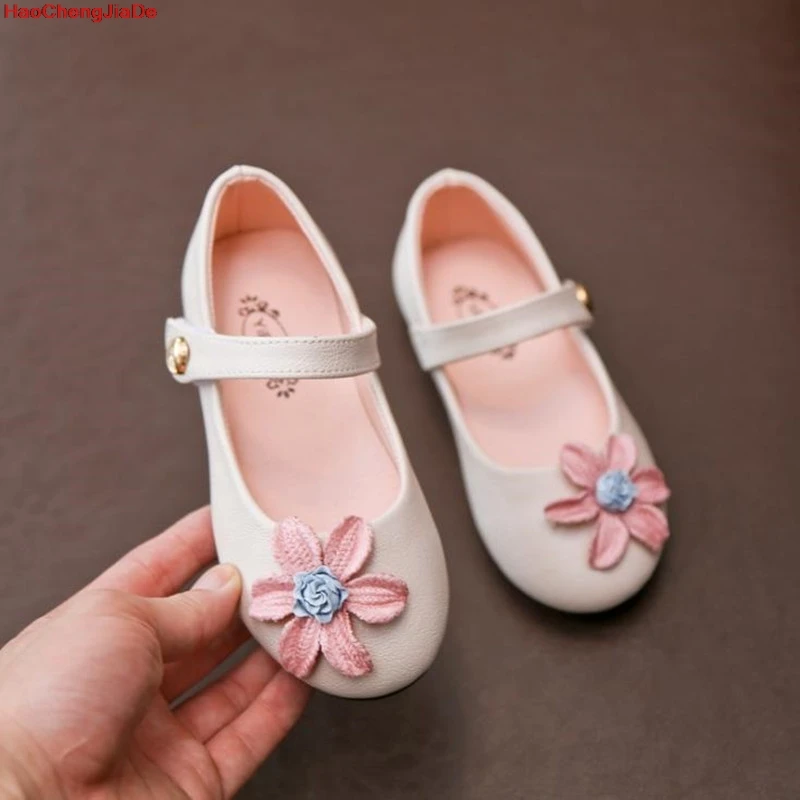 Детская обувь белого и розового цвета; мягкая обувь из искусственной кожи для маленьких девочек; детское праздничное платье с цветами; обувь принцессы; Танцевальная обувь для девочек-подростков; Новинка