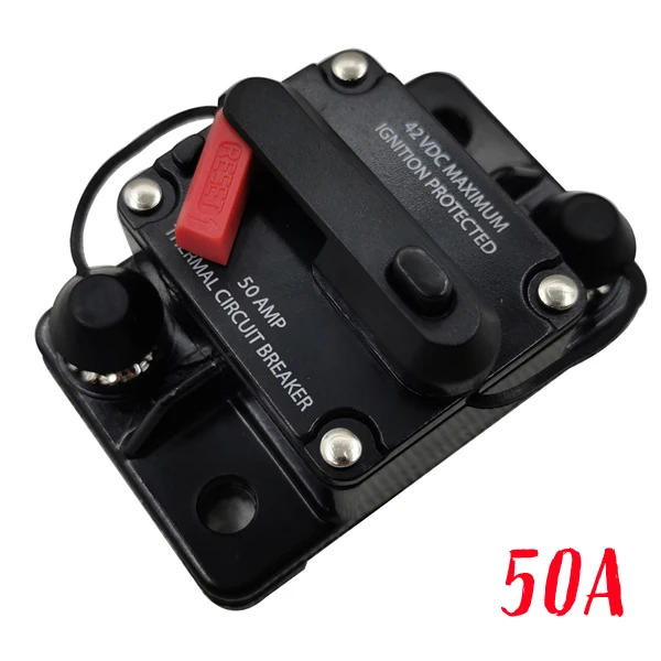 50A 60A 80A 100A 150A 200A 250A дополнительный автомобильный аудио встроенный автоматический выключатель предохранитель самовосстанавливающийся сброс предохранитель инвертора - Цвет: Армейский зеленый