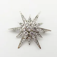 Vintage, Victoriano de diamantes de imitación de lujo Starburst estrella broches y alfileres brillante de cristal de plata capa Pin de solapa ramo para mujer joyería