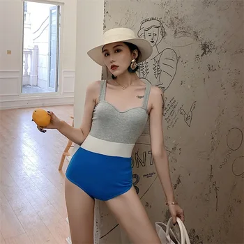 

Sexy Swimsuit For Women One Piece Swimwear Sports Solid Female 2020 New Hide Backless Ins Korea Geometric Polyester