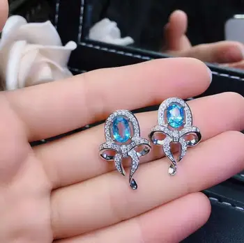

natural And Real Topaz gemstone earrings S925 silver earrings women fashion earrings New year gift