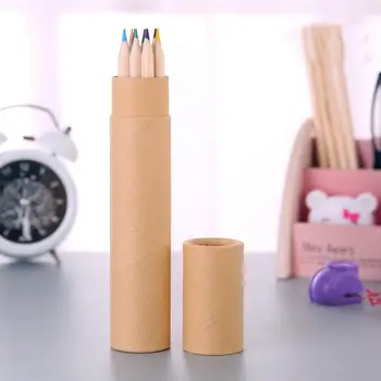 

7 Inch Wood Wooden Colored Pencils Colored Pencils Set Cylinder Colored Pencils Portable Painting Pencil Children Colorful