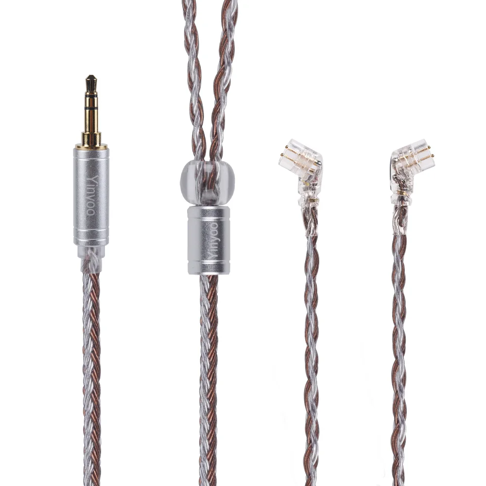 AK Yinyoo 16 Core Медь коричневый посеребренный кабель 2,5/3,5/4,4 мм балансный кабель с MMCX/2pin разъем для лампа указателя X6 C12/C16 ZSX - Цвет: QDC 3.5