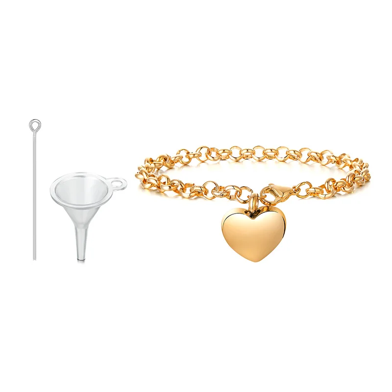 ADENLA Bracciale per cremazione per Ceneri, Braccialetto commemorativo a Forma di Cuore, urna commemorativa, portacenere in Acciaio Inossidabile, Gioielli per Donne, Oro Rosa