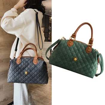 

Women Bags Luxury Pu Leather Plaid Shoulder Bags For Women 2020 Winter Pearl Pillow Handbag Tote Designer Messenger Bag Luxury