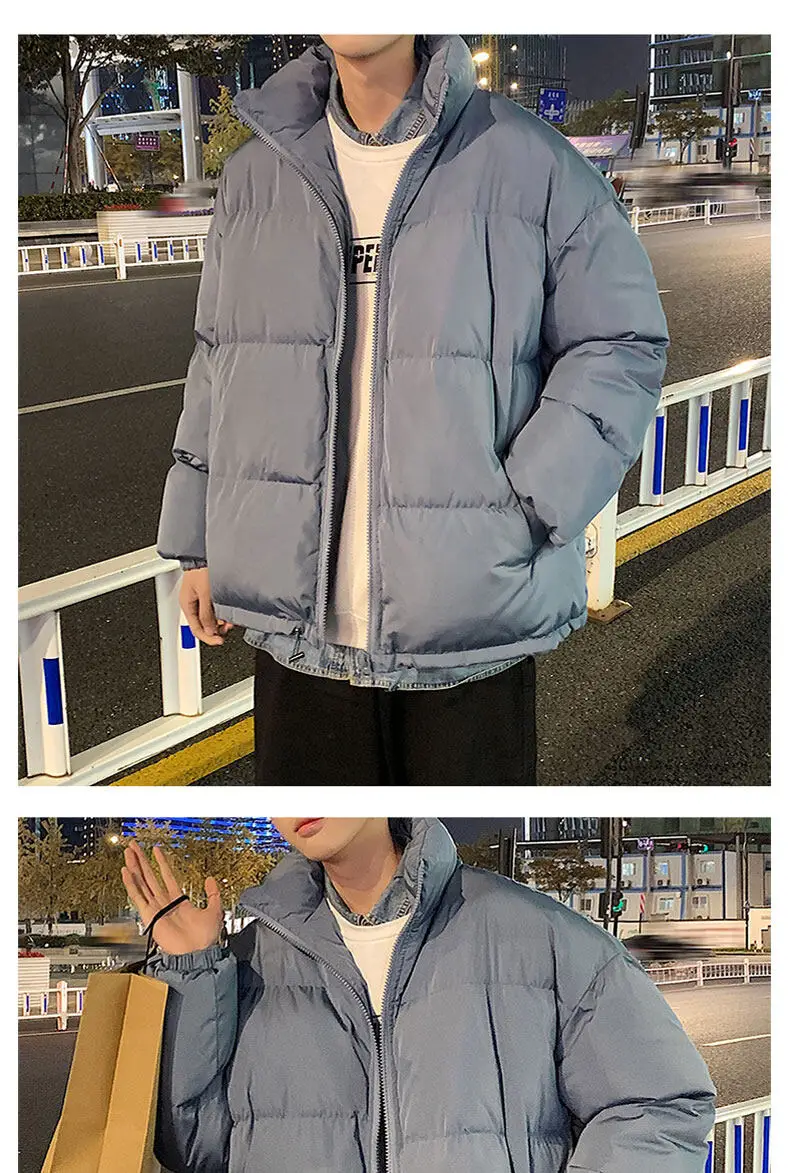 winter parka HAWAIFISH Thick Down Jacket Men's Casual Bread Clothing Couple Jacket Winter Trend Street Cotton-padded Jacket Thick Winter Coat warm winter coats