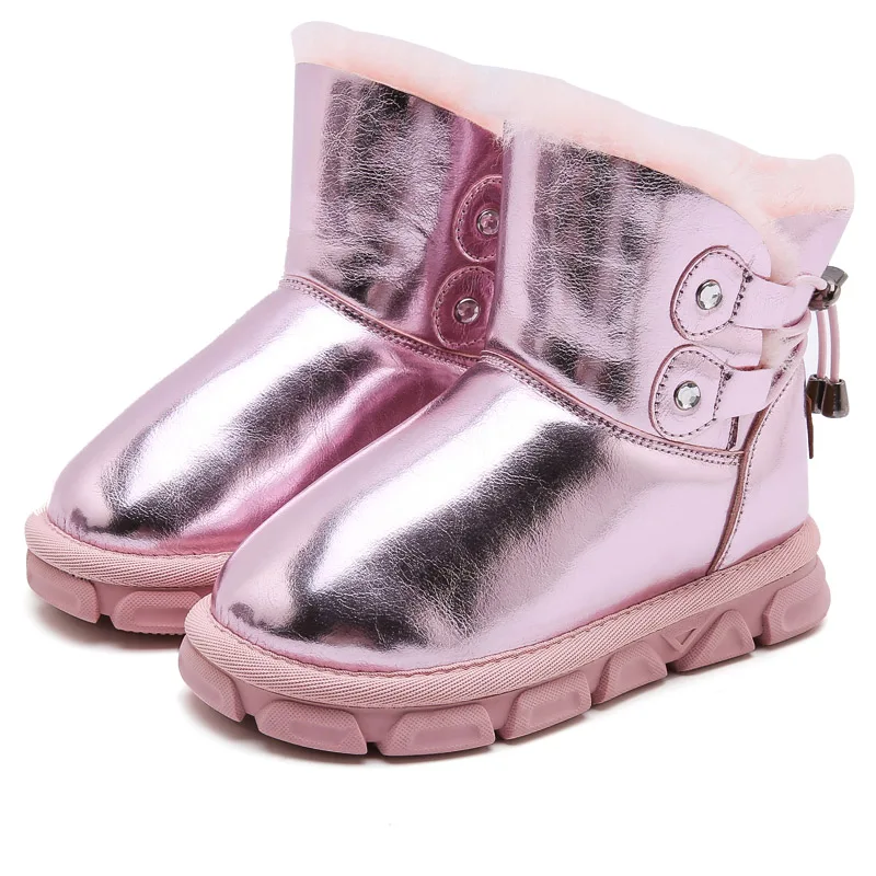 Детские ботинки г. Детские зимние короткие ботинки модные зимние ботинки на натуральном меху для маленьких девочек детская черная нескользящая Мягкая Теплая обувь для мальчиков - Цвет: Розовый