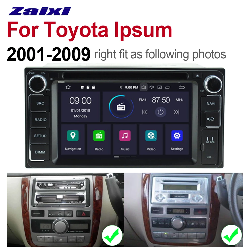 Автомобильный DVD плеер ZaiXi 4 ГБ Android 9 0 для Toyota Ipsum 2001 ~ 2019 мультимедийный GPS