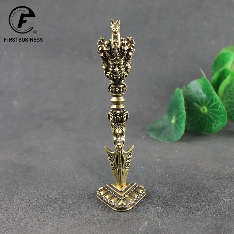 Tea Needle Set Brass Buddha Instrument Ba Jin Just Vajry Pestle Feng Shui Ornament Copper Tea needle Desk Decor Retro Crafts