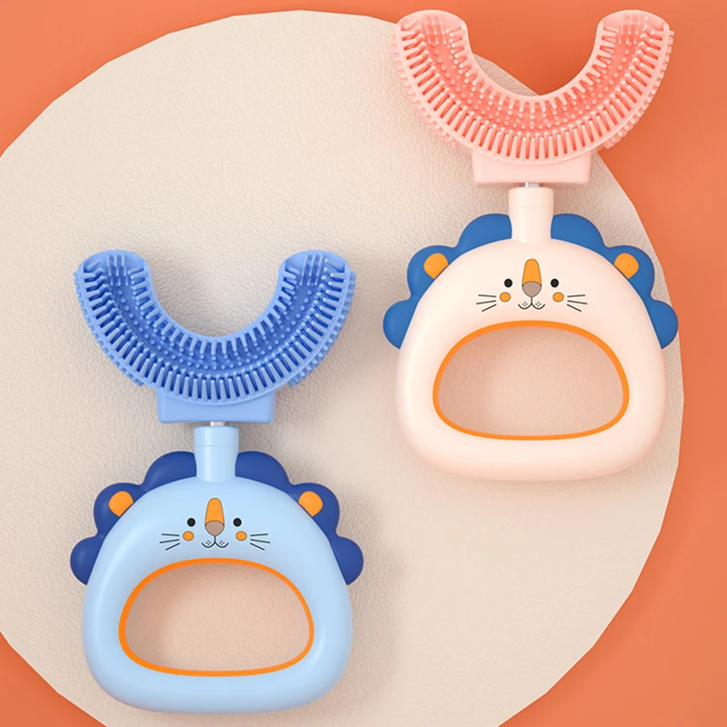 

Cartoon Lion U Shaped Toothbrushes for Children's Tooth Brushes Teether Silicone Baby Kids Toothbrushes Teeth Oral Care Cleaning