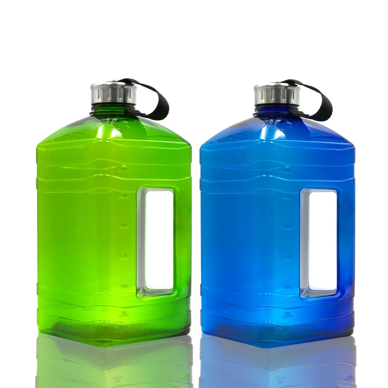 New Style 3.8L Sports Bottle PETG Gym Large Capacity Plastic Square Dumbbell Portable Bucket Vessel