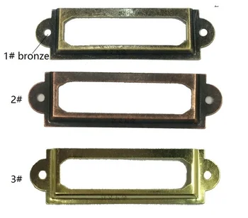 

40pcs 60*17mm Label Brand Gold Brass Bronze Red Ancient Copper Optional Label Vintage Cabinet Card Holder Accessories Metal