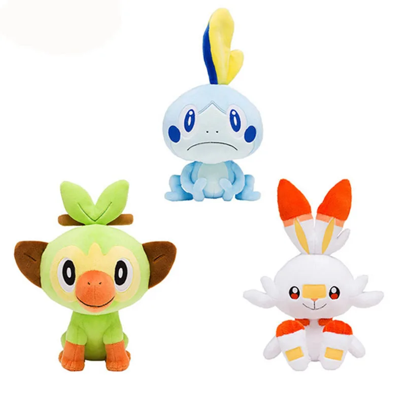 Мультфильм Grookey Sobble Scorbunny Плюшевые игрушки Аниме Pokemones меч и щит набивные куклы