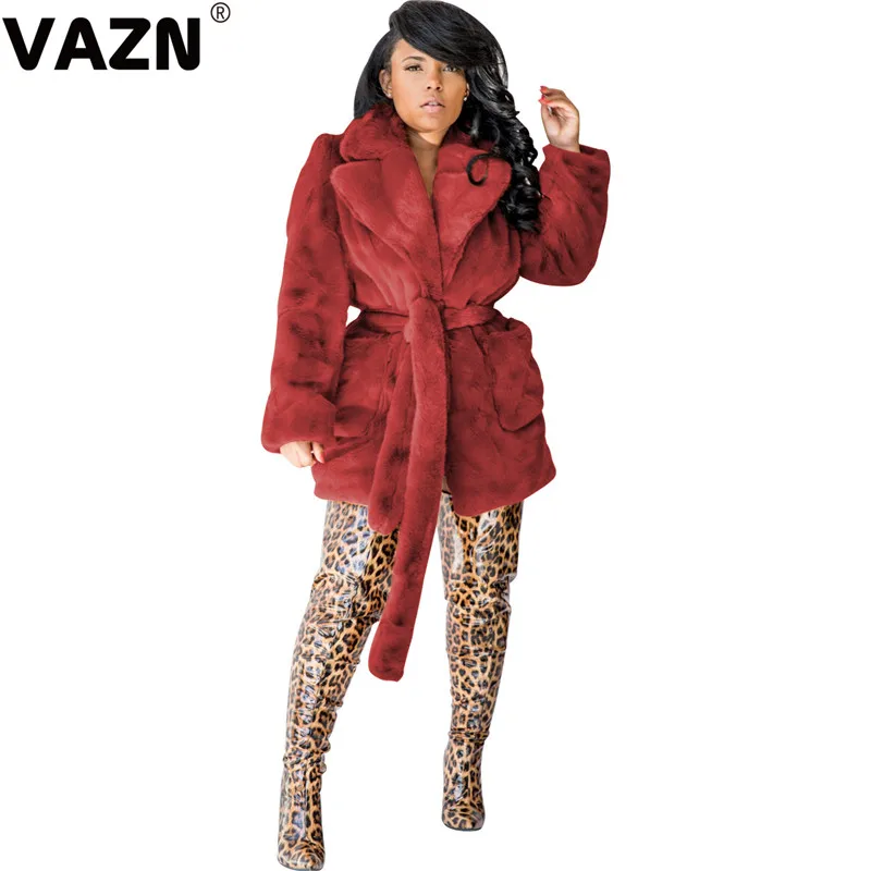 VAZN, зимняя, на шнуровке, для улицы, Неопрятная, для молодых, сексуальная, повседневная, мягкая, однотонная, длинный рукав, открытая стежка, для женщин, теплая, тонкая, толстая, длинная верхняя одежда