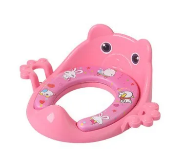 Pink Зимняя удобная мягкая подушка для детского унитаза с ручками, модная детская подушка для унитаза - Цвет: Pink
