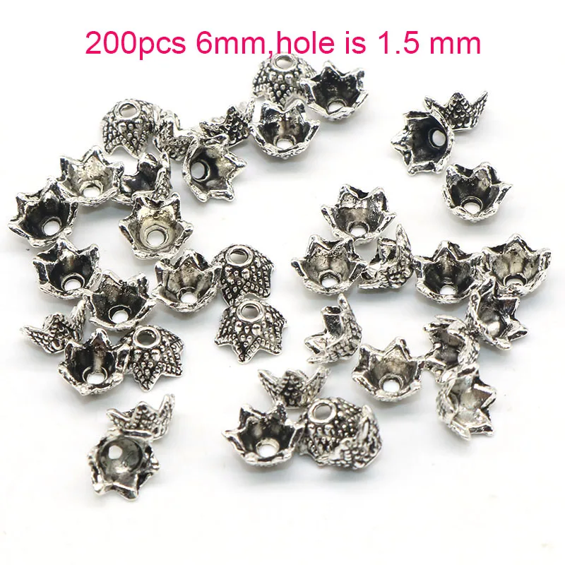 30 стильных винтажных серебряных бусин, тибетские посеребренные Цветочные бусинки, колпачки, подвески, рукоделие, бусины, колпачки для изготовления ювелирных изделий