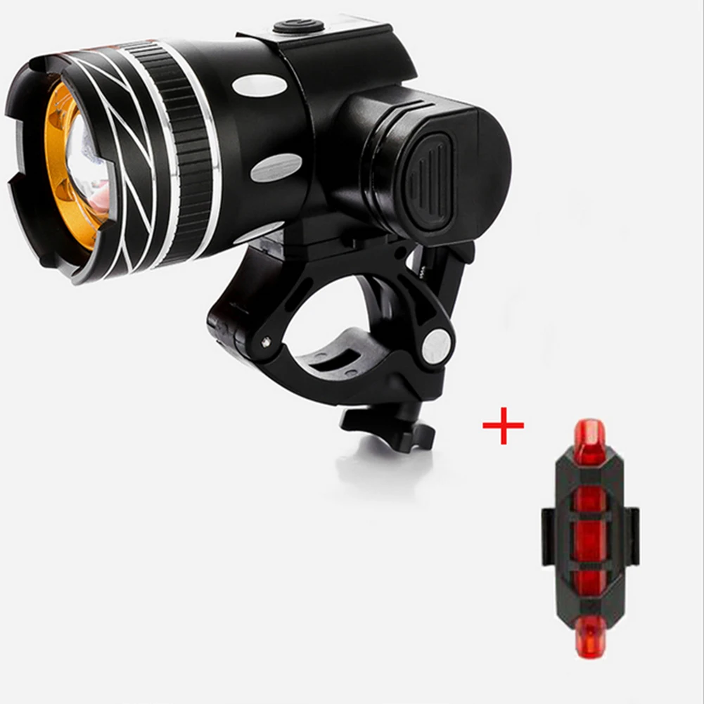 2020 HOT 65x43x75mm Zoomable T6 LED Bicycle Light Bike Front Lamp Torch Headlight with USB Rechargeable Built-in Battery
