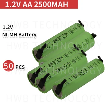 

50 PCS/lot Original New NI-MH 1.2V AA 2500mAH ni-mh Rechargeable batteries belt welding Razor battery Free shipping