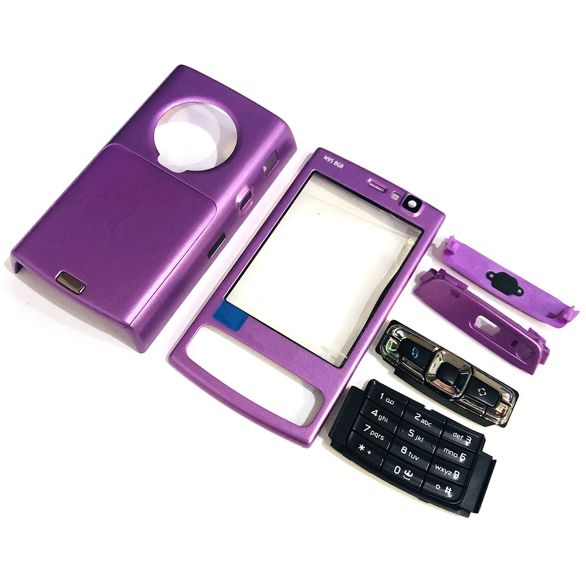 Фиолетовый Полная передняя крышка N95(8G) клавиатура для Nokia N95(8G) батарея задняя крышка высокое качество корпус+ клавиатура - Цвет: Фиолетовый