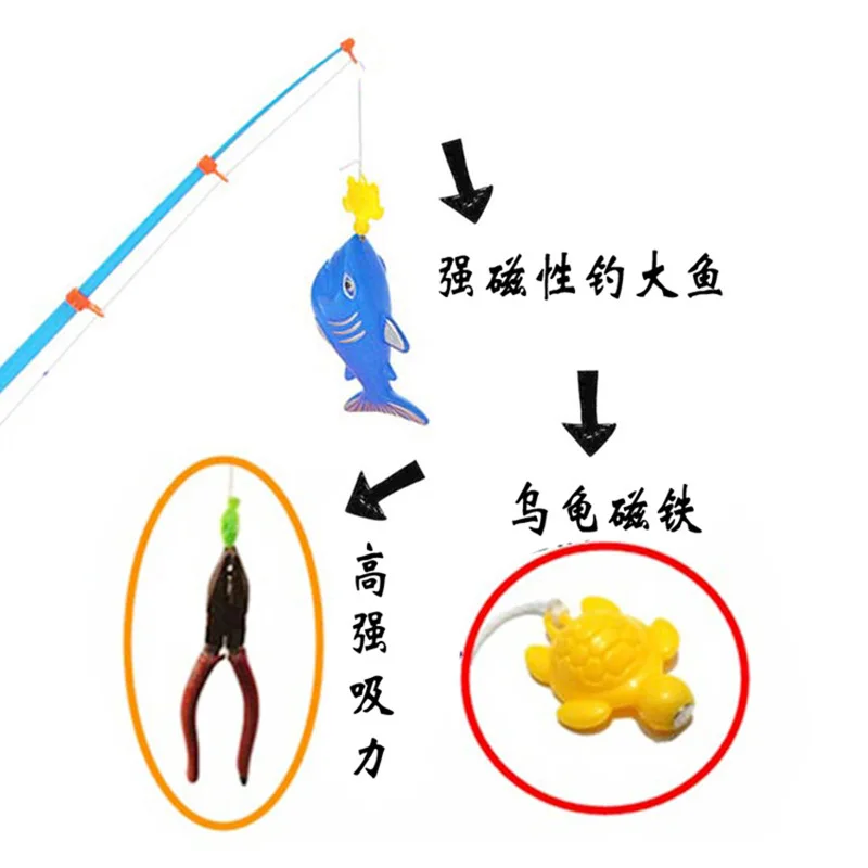 In Bulk Magnetic Fishing Rod Telescopic Thick Durable Children Magnetic Fishing Rod Square Toy Turtle Fishing Rod