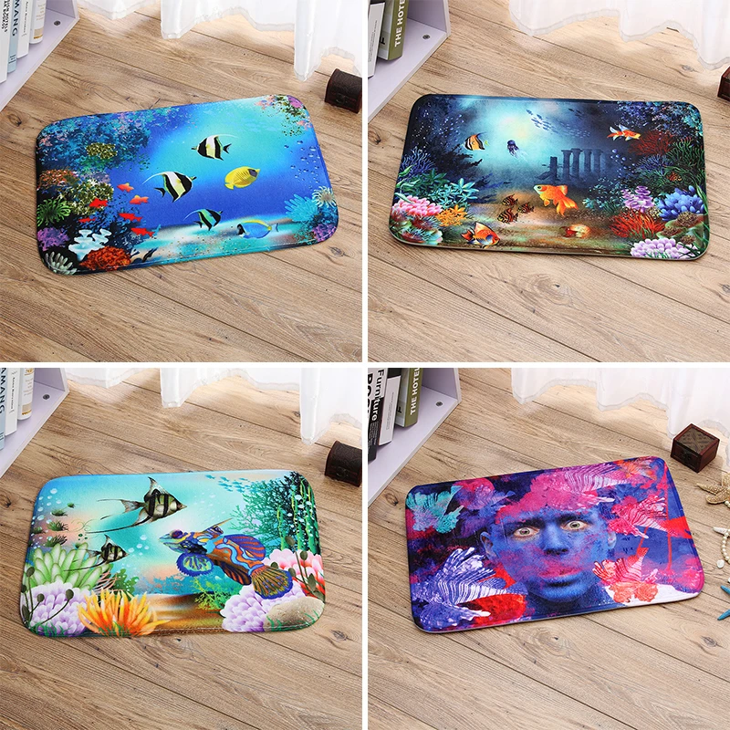

LISM Underwater World Small Rug Bedroom Living Room Kitchen Hand Washable 3d Printed Non-slip Rug