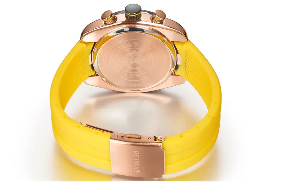 RUIMAS Силиконовые часы Мужские Роскошные Топ брендовые кварцевые наручные часы мужские часы водонепроницаемые хронограф Relogios Masculino 541 желтый