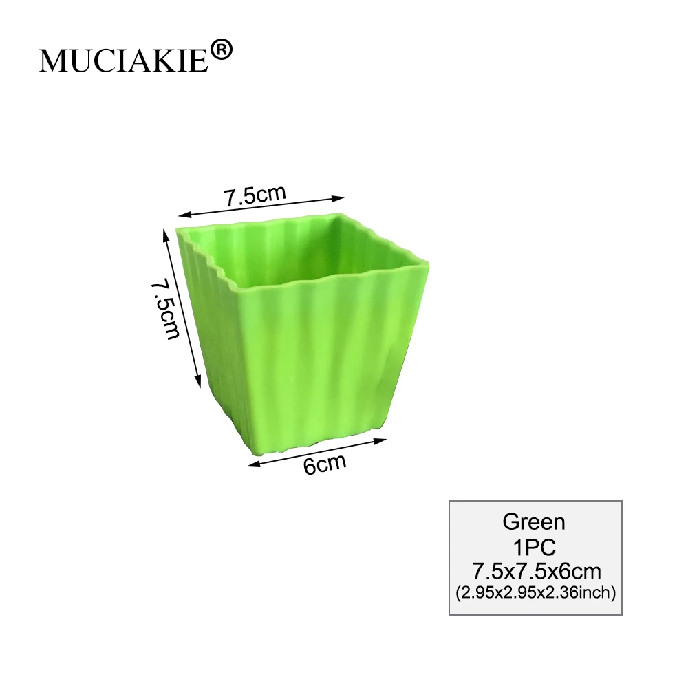 MUCIAKIE 1 шт. 7X7,5X6 см красочный пластиковый мясистый цветочный горшок круглый комнатный Балконный полимерный пластиковый мини-горшок для цветов - Цвет: 1PC Green