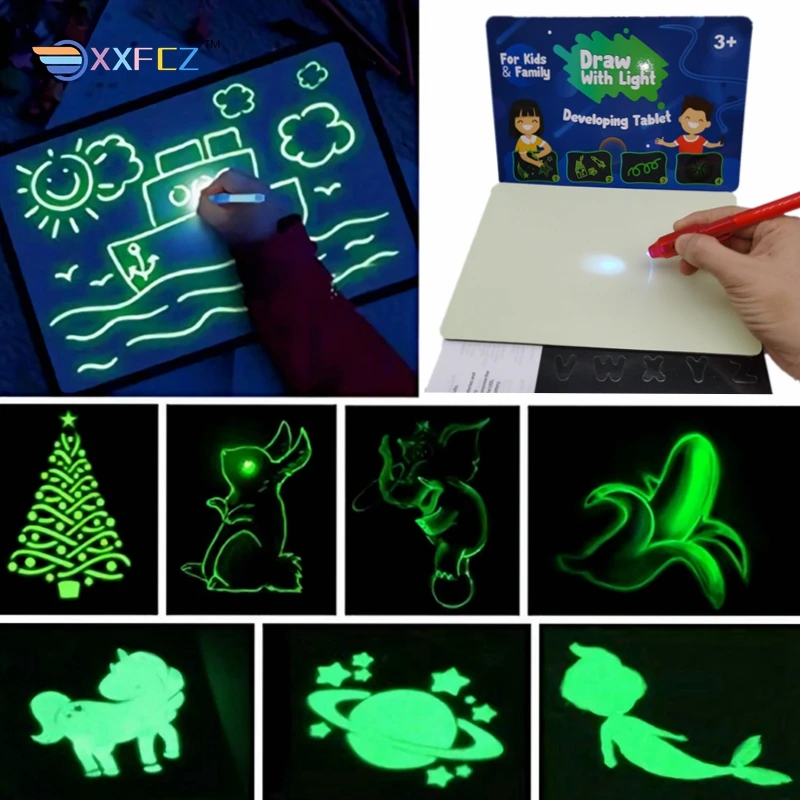 A3 A4 A5 Magic Luminous Drawing Board Draw with Light-Fun Sketchpad Board  Fluorescent Pen Russian English Light Up Draw Kids Toy - AliExpress