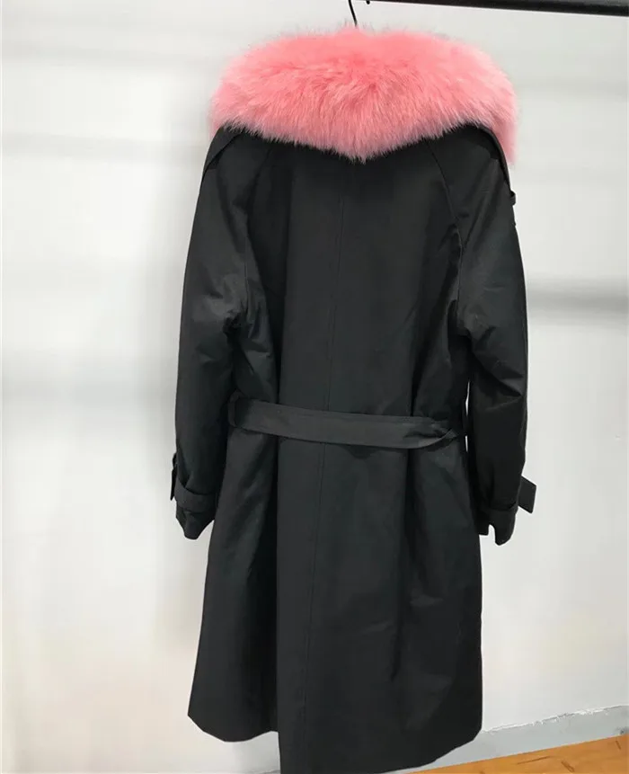 Discount real natural fox fur coat jacket parka with big large fox fur collar fox fur liner thick warm long parka coat women waterproof 1