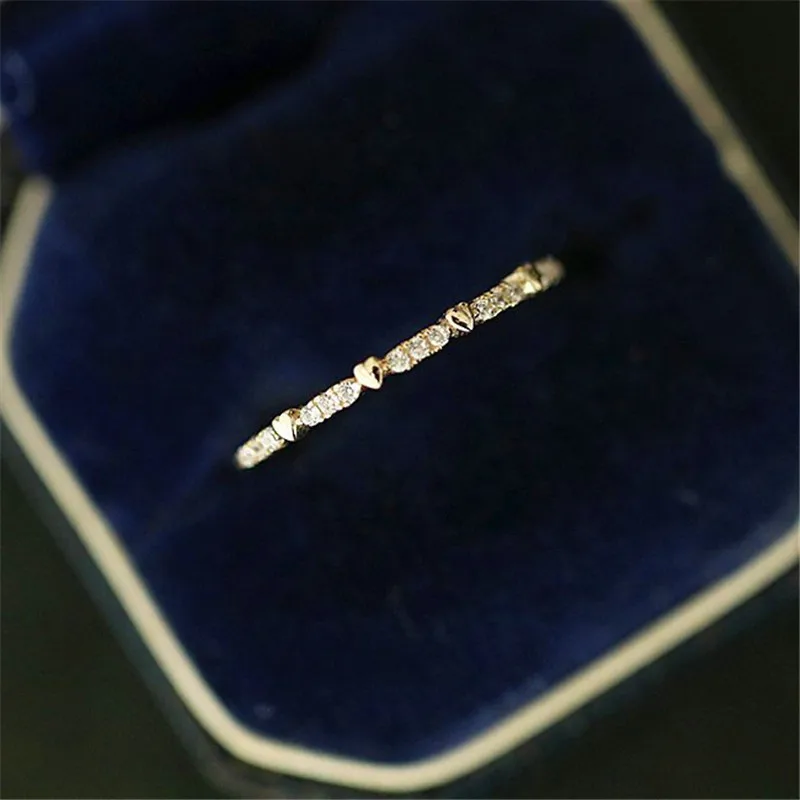 Wedding Rings Finger Rings Womens Ring Jewelry Rings Ring Jewelry Cute Boho Female Small Stone Ring Promise Gold Color Heart Engagement Ring Fashion Wedding Rings For Women