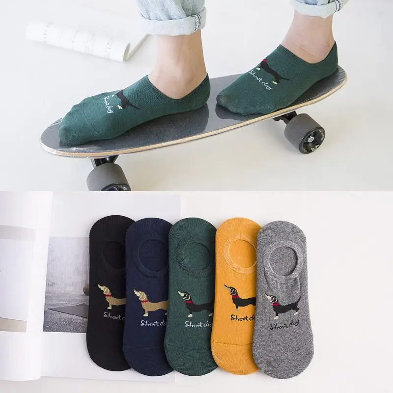 

Socks Men Hip Hop Sock Happy Calcetines Ankle Short Harajuku Dog Winter Men Fashion Cotton No Show Non-slip Novelty 5 Pair 20
