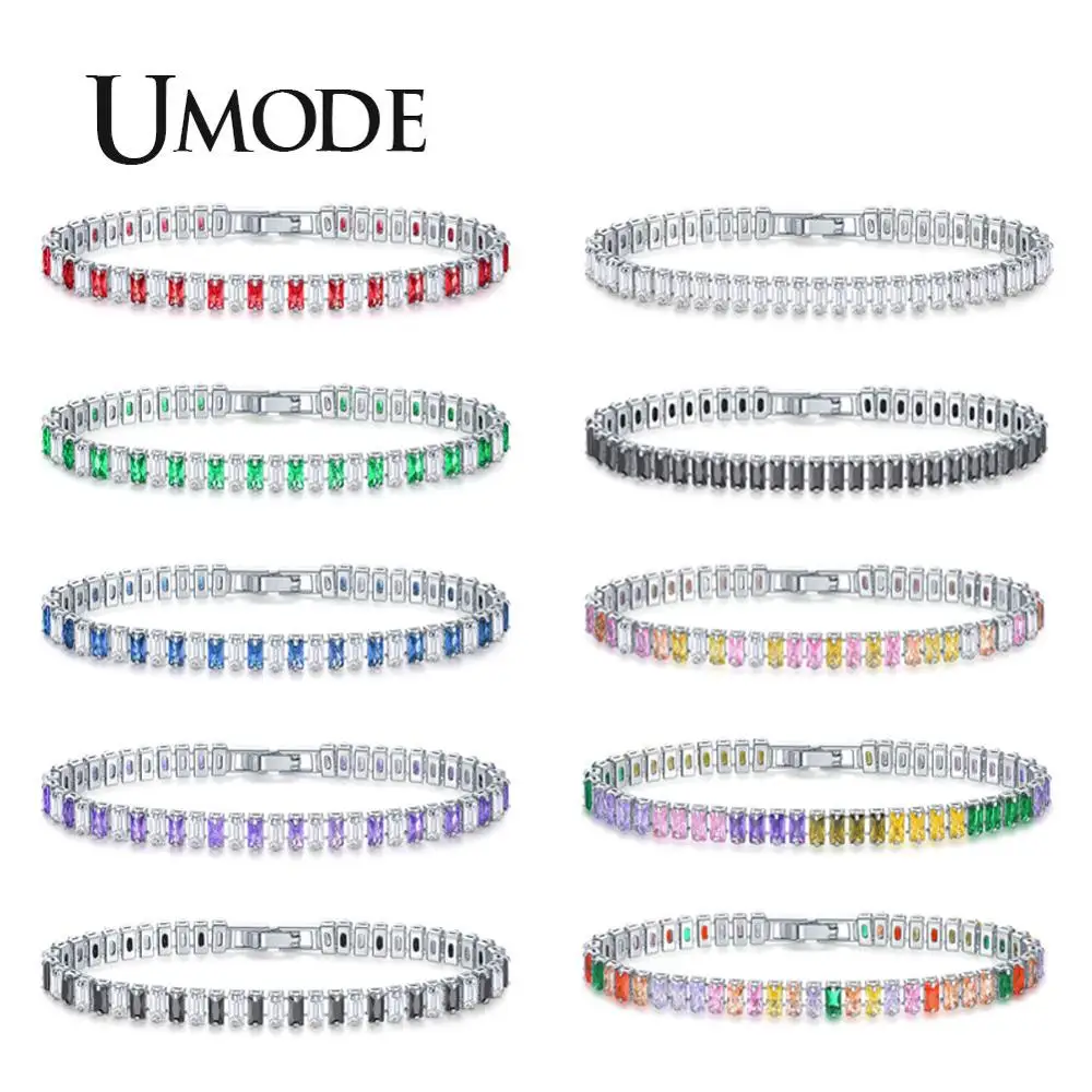 UMODE 2019 Хрустальный Теннисный браслет с цирконием для женщин белый золотой цвет