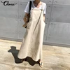 Big Sale Maxi-Dress Linen Strappy Loose Long Vestidos Vintage Casual Women Fashion Sleeveless 4000246661072