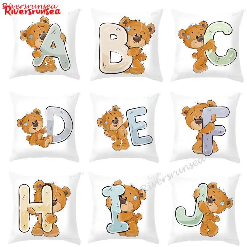

Cartoon Bear Letter Cushion Cute Lovely 26 English Alphabet Word Combination Name Kids Plush Pillow For Children Birthday Gift
