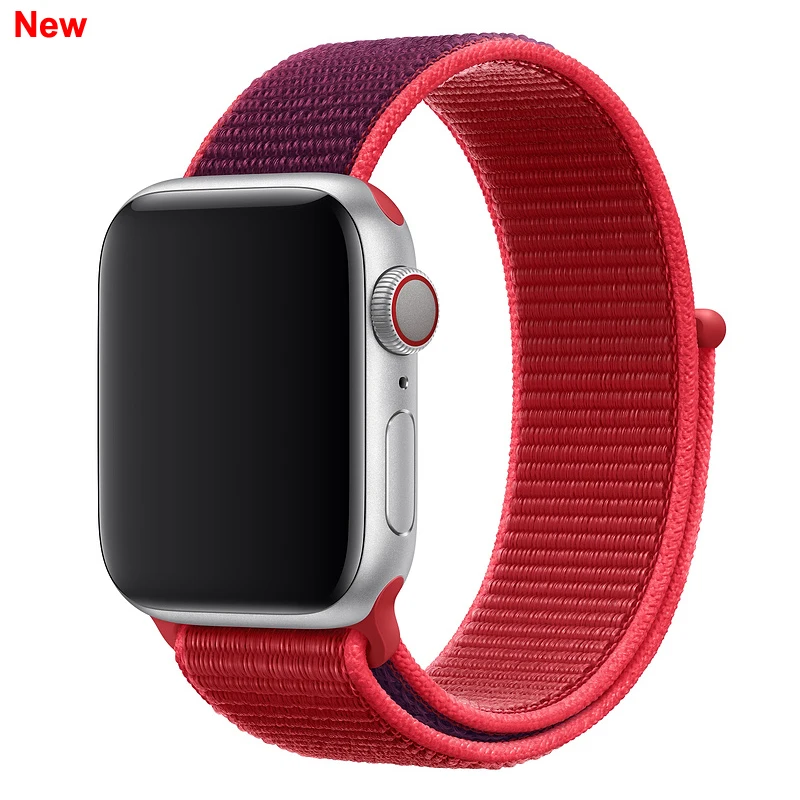 100 шт нейлоновый ремешок для Apple watch 5 4 band 44 42 мм спортивный браслет Correas для Apple Watch Iwatch 3 2 1 38 40 мм ремешок - Цвет ремешка: Red purple
