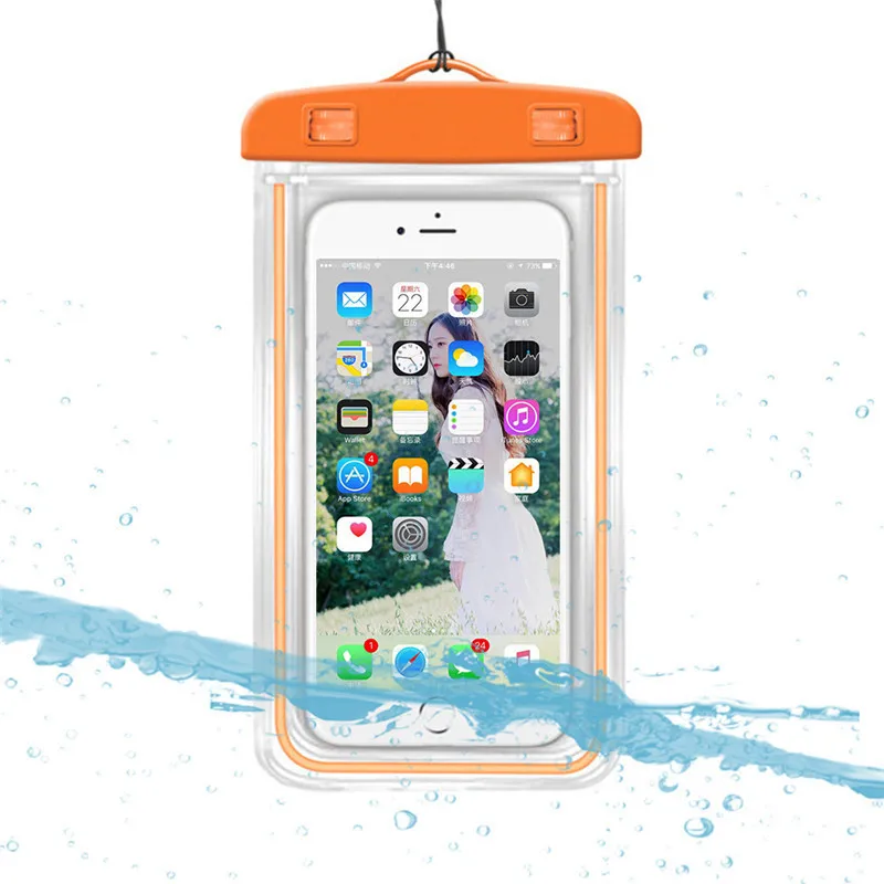 6 дюймов Водонепроницаемый чехол Лыжный Спорт чехол для телефона для Iphone 6/6s/6 plus/7/7plus/huawei плавания дайвинга подводного спорта Аксессуары - Color: Orange
