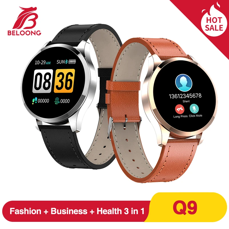 Skup BELOONG Q9 inteligentna bransoletka do zegarka wodoodporny czujnik HR tętno monitor ciśnienia krwi moda smartwatch fitness z nadajnikiem mężczyzn