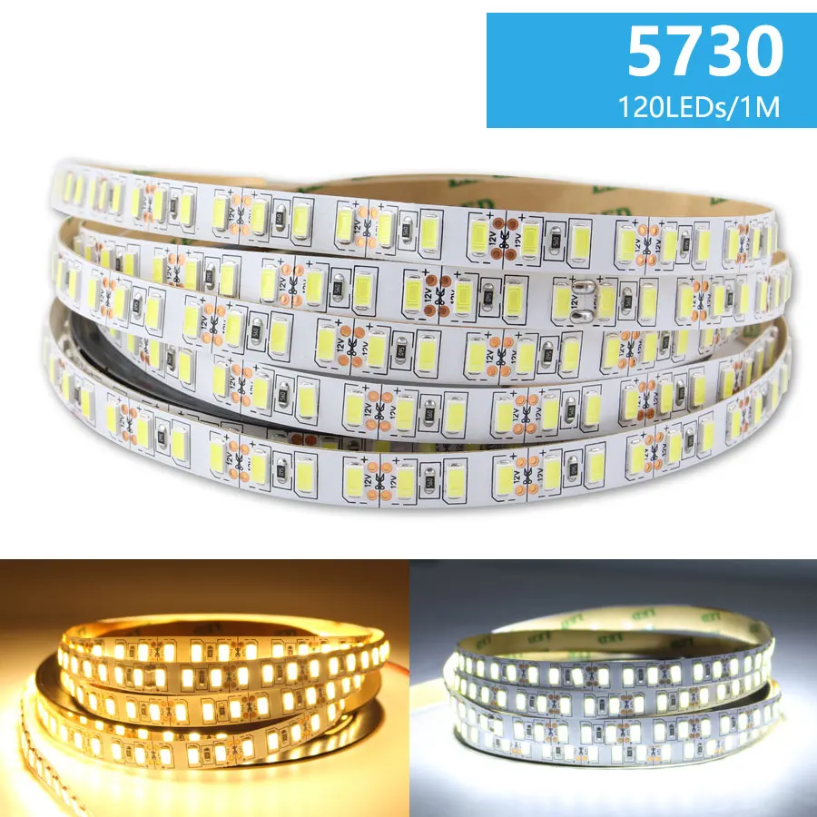 DC 12V LED Strip Light Kit SMD 5730 White 6000K LED Lighting Strip Set Tape 1M 5M Waterproof Tape Light Led Strips Home Decor|LED Strips| - AliExpress