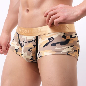 

Men Camouflage Long Boxers/WOXUAN Brand Polyester Low Rise Men's Bulge Pouch Seamless Shorts Underwear