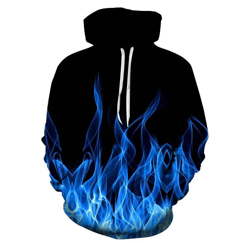 

Blue 3D fire autumn men's sweatshirt ladies sweatshirt jacket winter handsome hooded men 3D printing popular hoodie clothes