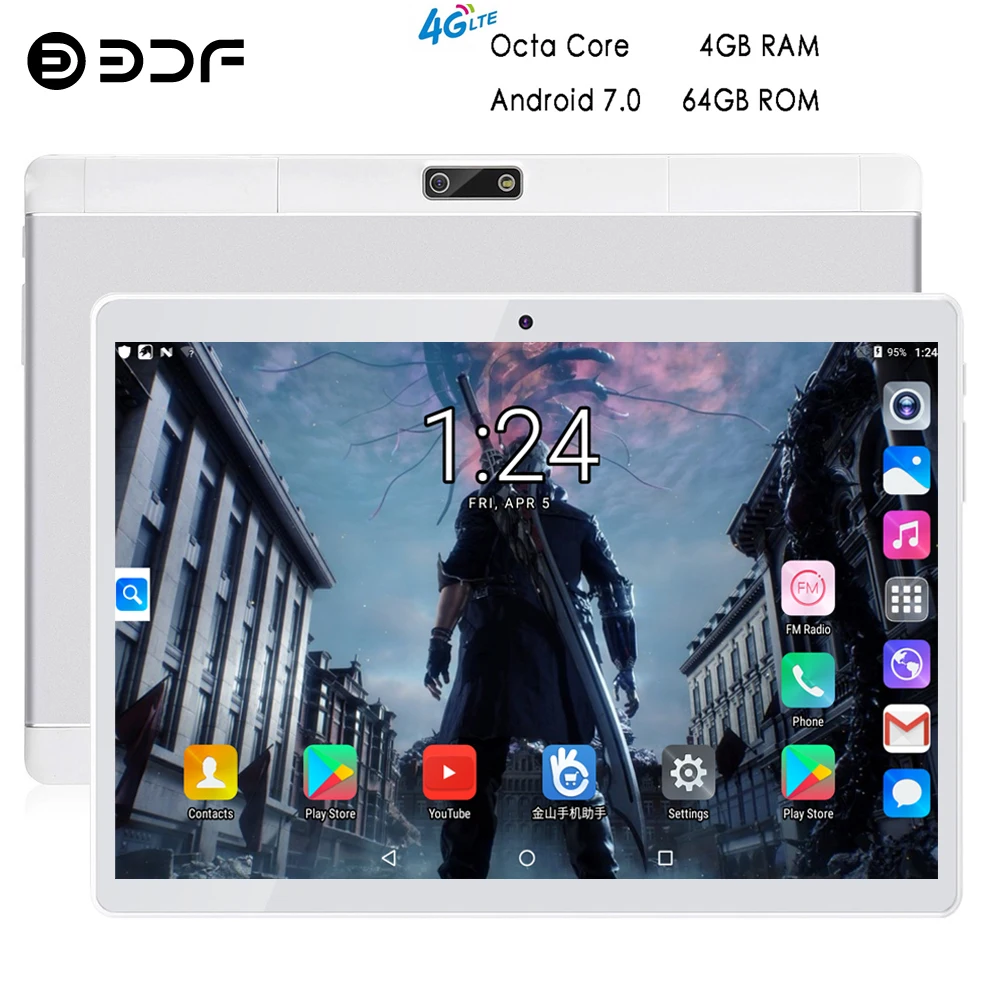 

BDF 10 Inch Tablet Octa Core 1280*800 IPS Android 7.0 Tablets Pc Bluetooth Dual SIM Card 4G Phone Tablet 4GB/64GB Pc Tablet 10.1