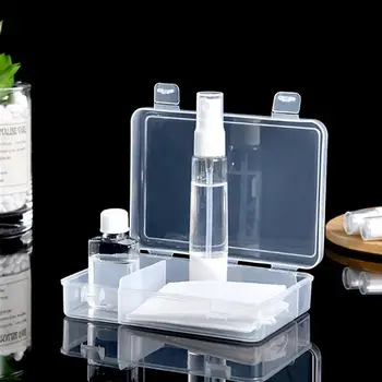 

1PCS Plastic Clear Storage Box Set 3-Grid Dustproof Mask Transparent Storage Box Waterproof Safe Mask Case with Travel Bottles