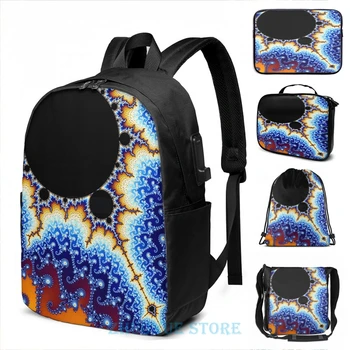 

Funny Graphic print Mandelbrot set USB Charge Backpack men School bags Women bag Travel laptop bag