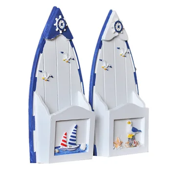 

Letter Box Mediterranean Letterbox Storage Cabinet Home Accessories Wooden Box Storage Box(Ship Style)