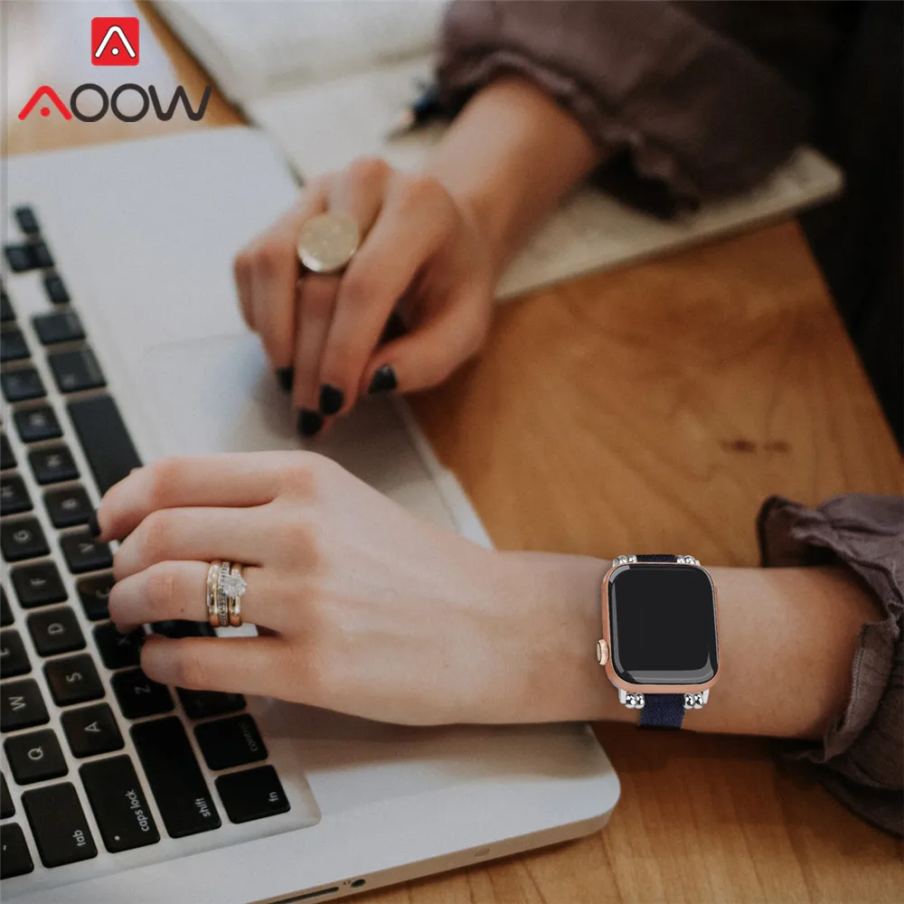 Тканый нейлоновый холщовый ремешок для часов Apple Watch Series 3 2 1 38 мм 42 мм женский ювелирный ремень браслет для iwatch 5 4 40 мм 44 мм