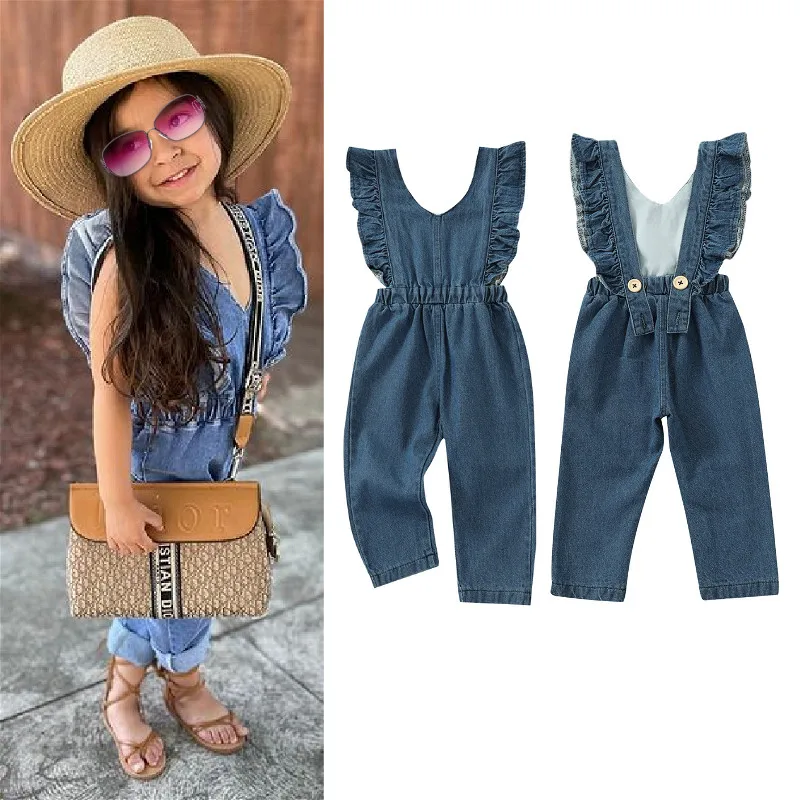 1-6Years Kids Denim Suspender Pants Overalls Girls Baby Some reservation Very popular Clothes