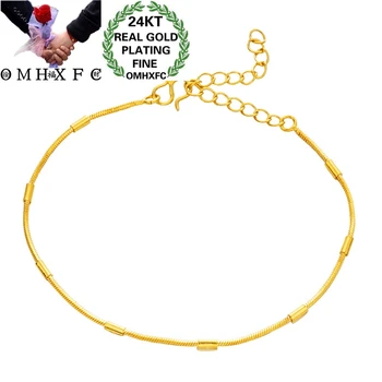 

OMHXFC Jewelry Wholesale BE446 European Fashion Fine Hot Woman Bride Party Birthday Wedding Gift Slim Bamboo 24KT Gold Bracelet