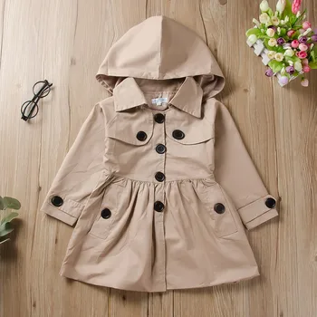 

trench kids trench coat girl child coats trench coat girls Outwear Windproof Long Sleeve Solid тренч kız çocuk mont куртка дл Z4