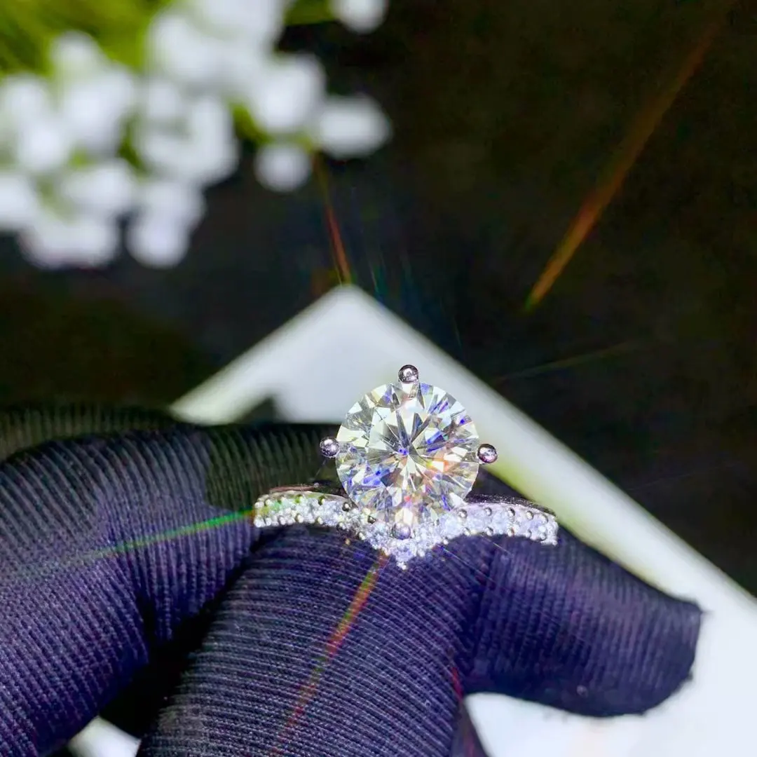 Moissanite новое кольцо, серебро 925 пробы, красивый цвет, сверкающий, 2 карата алмазный подарок
