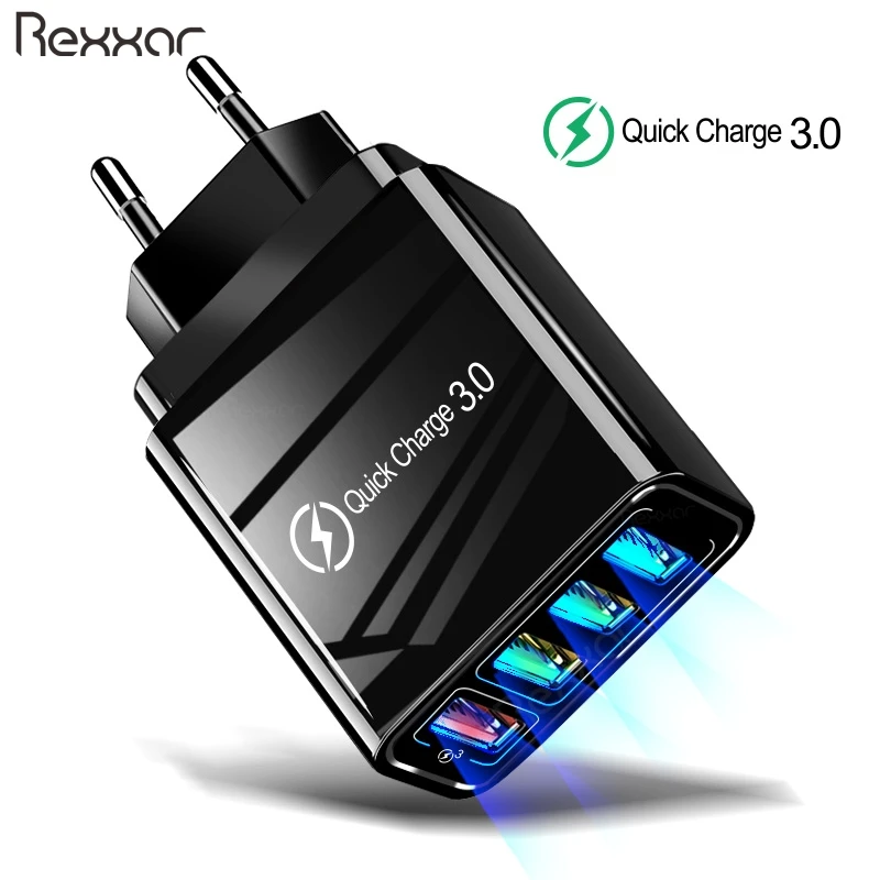 

Fast USB Charger Quick Charge 3.0 4 USB Port Mobile Phone Charging For iphone Samsung Portable Wall USB Charger Adapter EU US UK